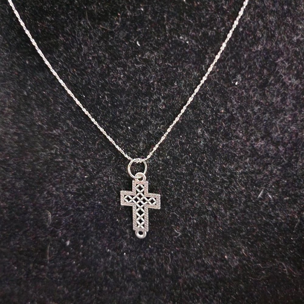 Open Patchwork Cross Necklace - image 2